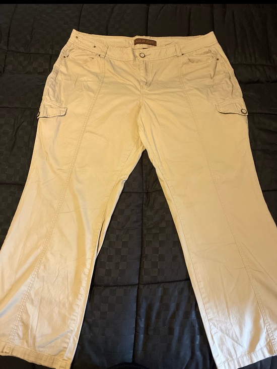 Zana Di Pants - Zana Di Light Cream Wide-Leg Cargo Pants